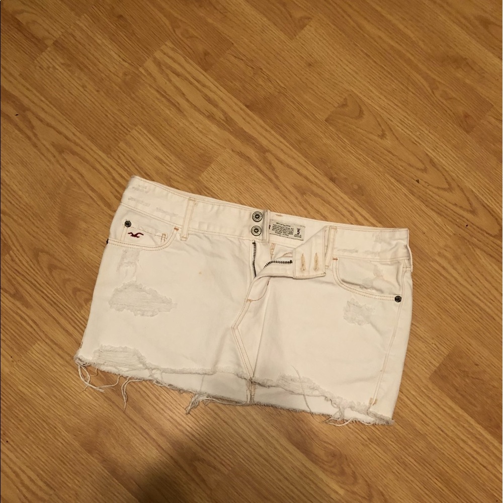Hollister white jean skirt